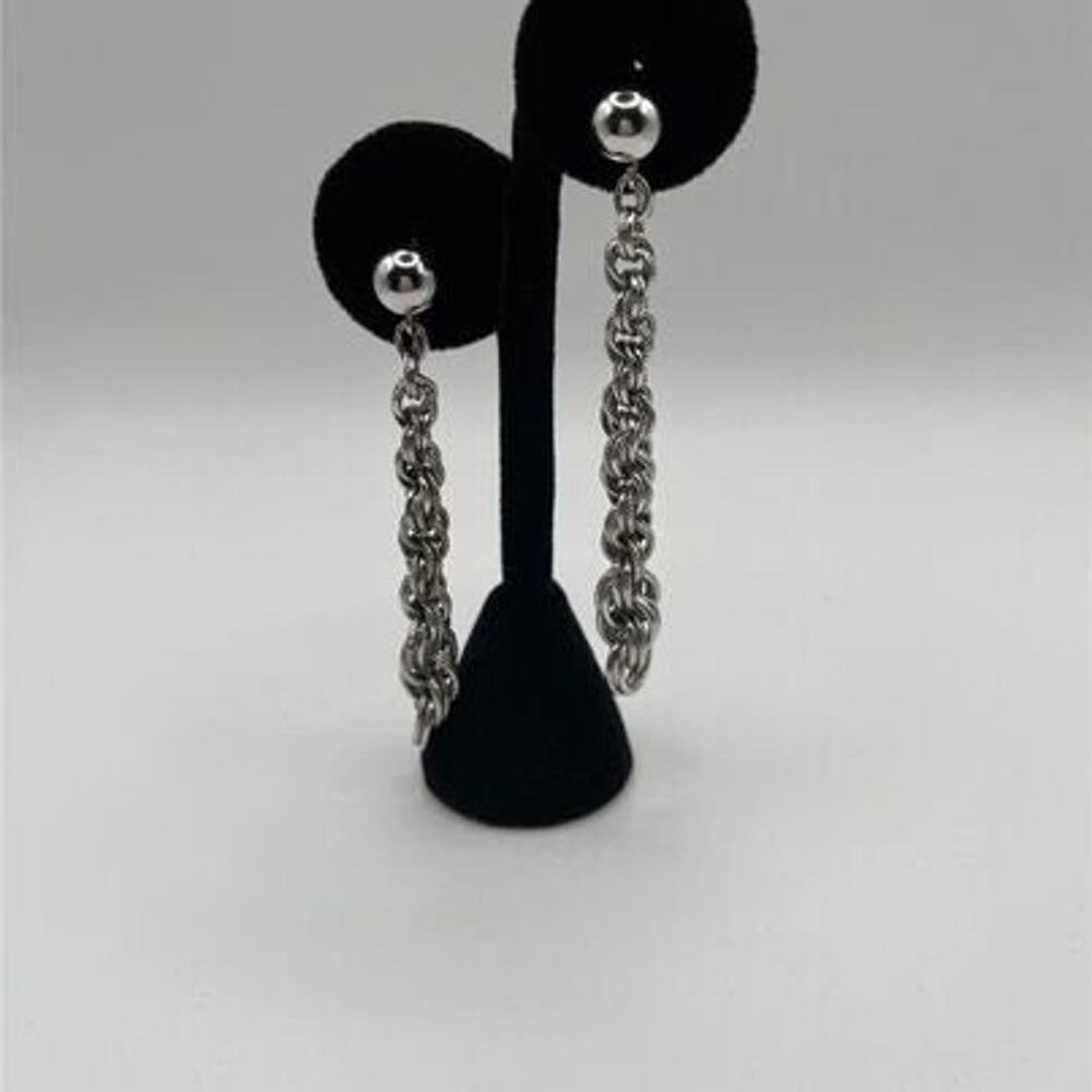 Vintage Signed Accessocraft NYC Rare Silver Tone Link Screw Back Earrings